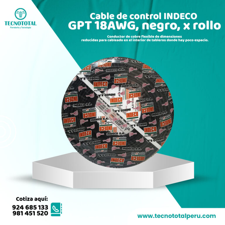 🥇Cable de control INDECO GPT 18AWG, negro, x rollo 🥇Cable de control INDECO GPT 18AWG, negro, x rollo