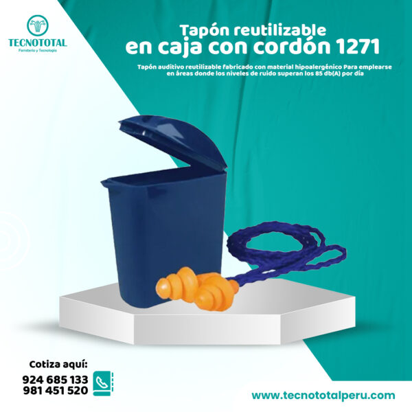 Tapón reutilizable 1271 con cordón en caja 24dB