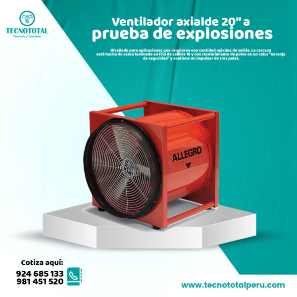 Ventilador axialde 20" a prueba de explosiones