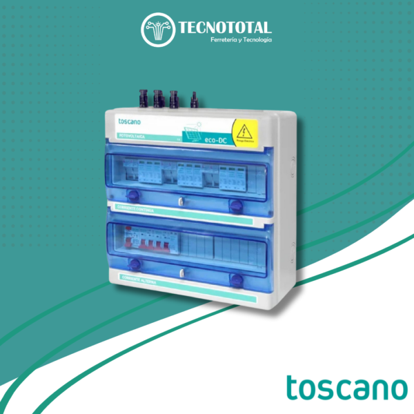Tableros de alimentación para paneles solares, 1 string 1 MPPT protección fusible 1P+NX16A - TOSCANO cod. 10003632