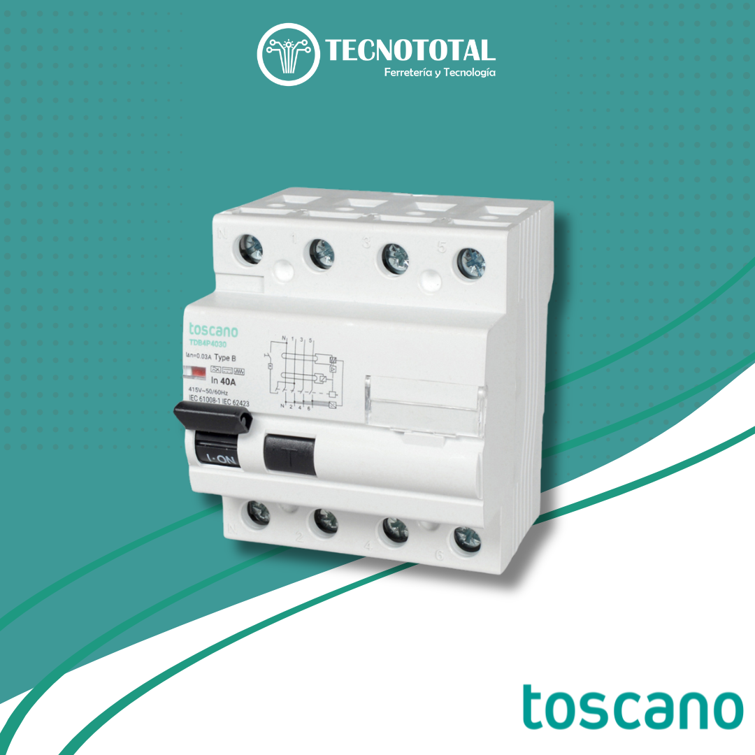 Interruptor Magnetotérmico Diferencial Trifásico A2ZWORLD - Tipo A 30mA - 25A Curva C - 4P (3P+N) - 6000A - IP20