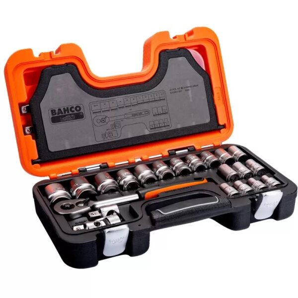 Juego de Dados y accesorios milimetricos con rachet 1/2" 24pzas S240 Bahco