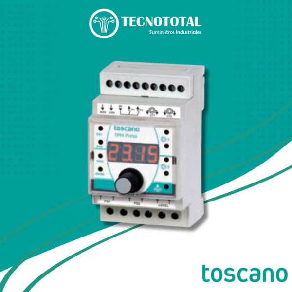 Relé de protección de motor, control de nivel y alternancia. TOSCANO Cod. 10002682.