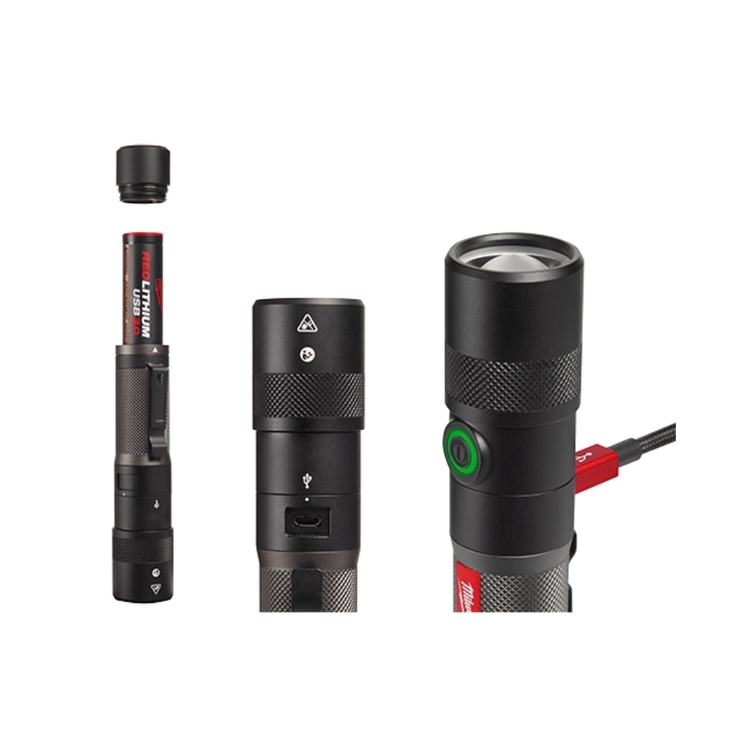 Linterna Recargable USB Milwaukee 1100 Lúmenes con Enfoque Giratorio - Imagen 2