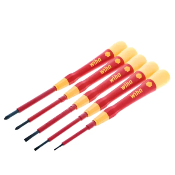 Set 5 Destornilladores Perilleros Plano y Phillips Aislados PicoFinish Wiha 32085