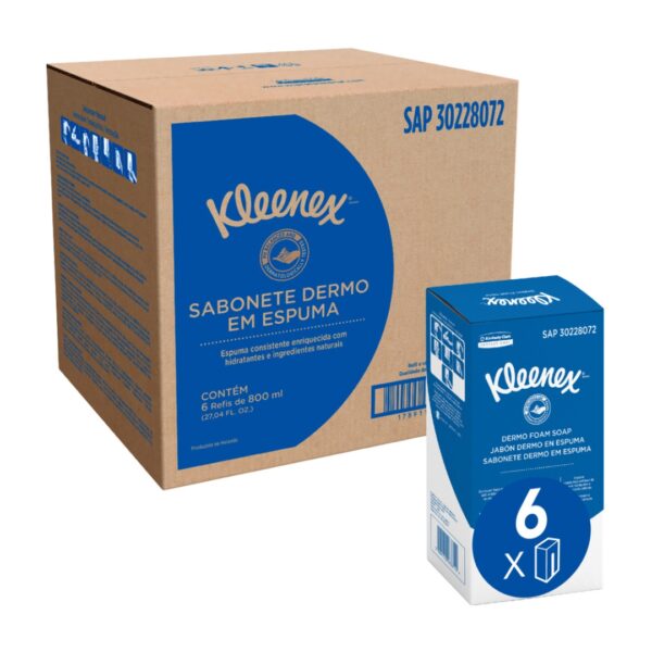 Jabón Dermo Kleenex 800 ml Caja x 6 Unidades