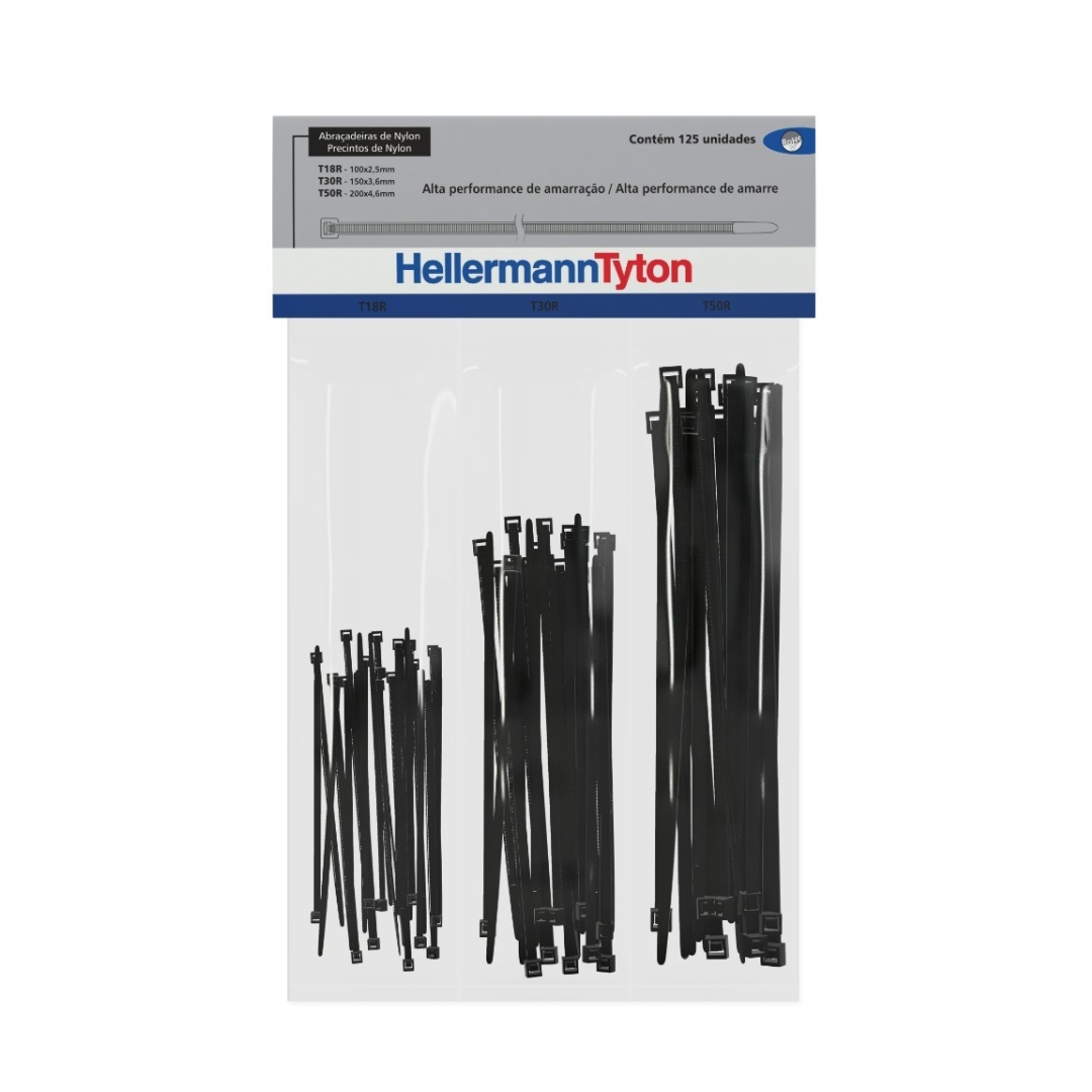 Kit de bridas Negro o Blanco T-18R T-30R T-50R HellermannTyton